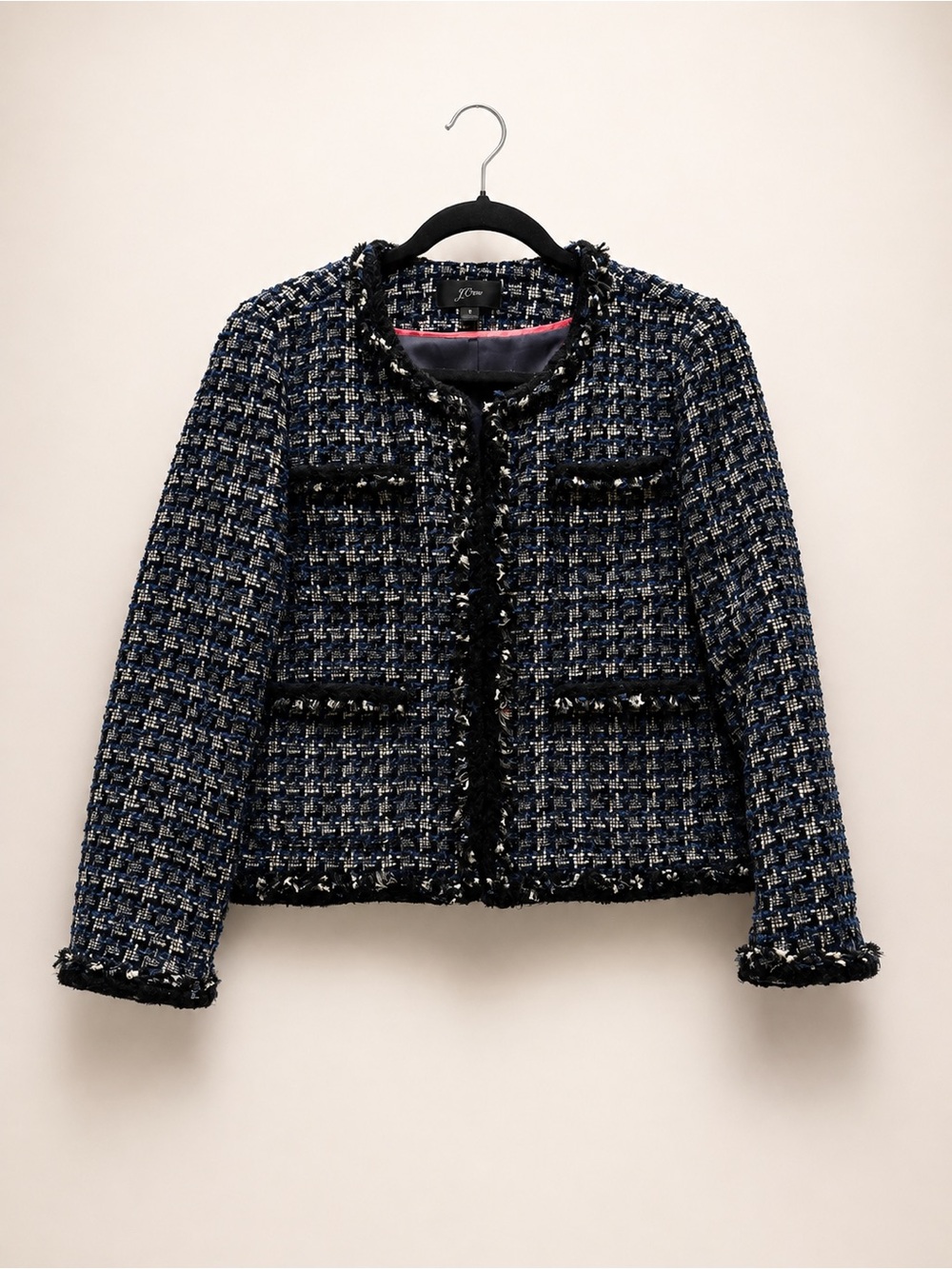 J.Crew Tweed Boutique Blazer Navy Size 8 EUC